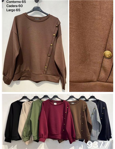 Sudadera amplia botones decorativos