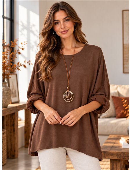 Jersey amplio de punto fino con collar