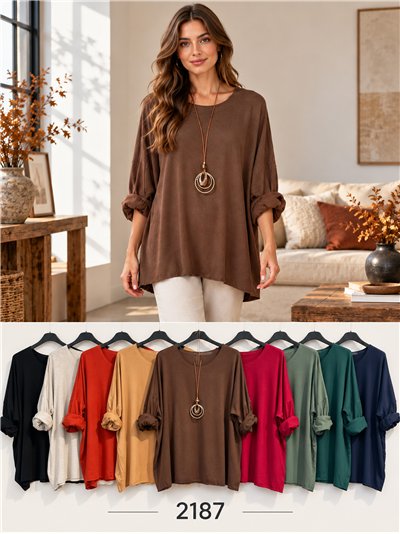 Jersey amplio de punto fino con collar 2