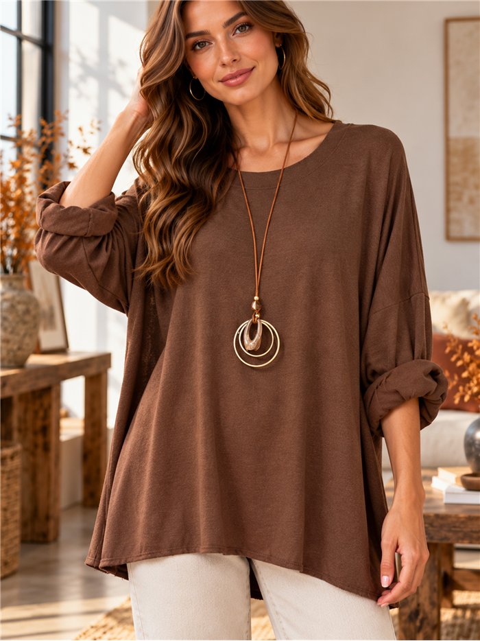 Jersey amplio de punto fino con collar