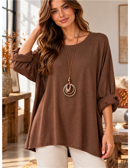 Jersey amplio de punto fino con collar
