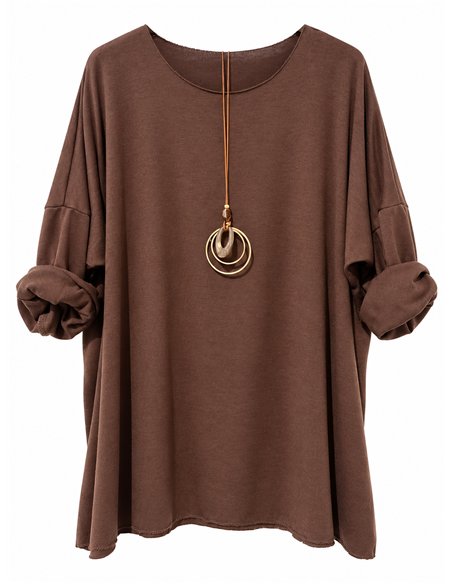 Jersey amplio de punto fino con collar