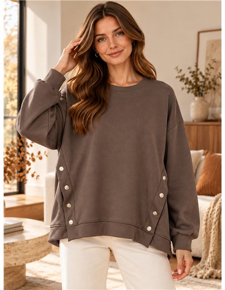 Sudadera amplia botones