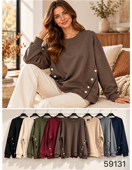 Sudadera amplia botones