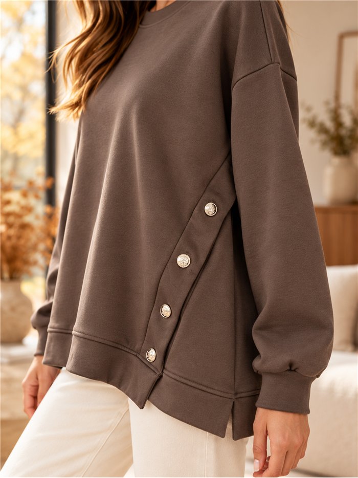 Sudadera amplia botones