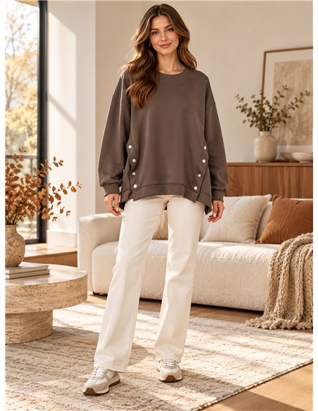Sudadera amplia botones