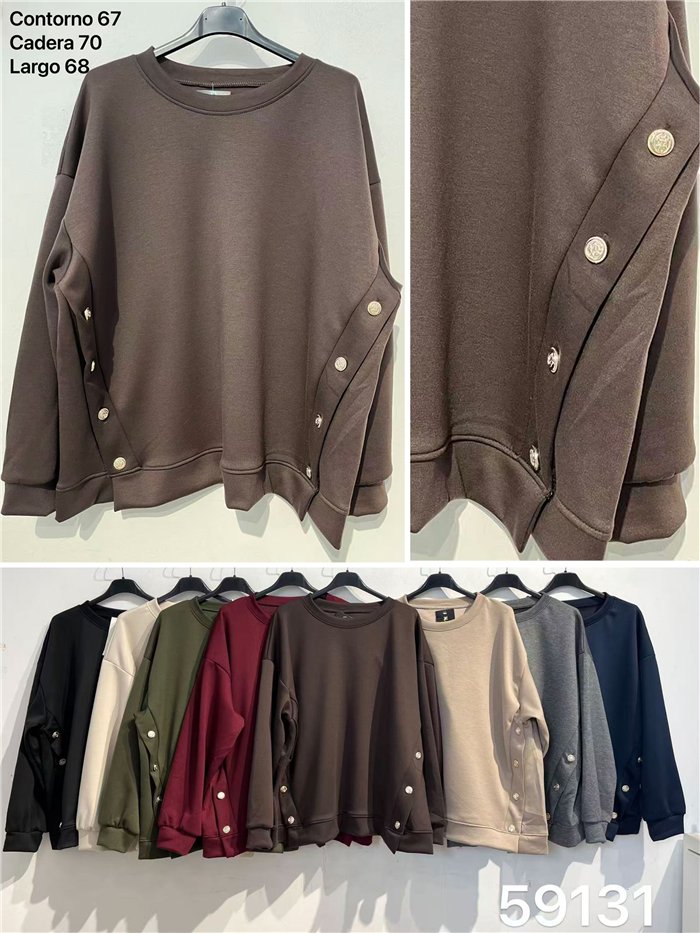 Sudadera amplia botones