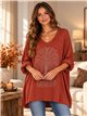 Jersey de punto fino talla grande árbol strass