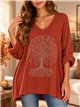 Jersey de punto fino talla grande árbol strass