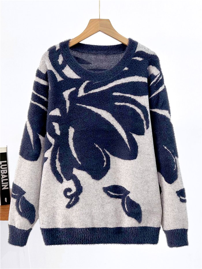 Jersey de pelo suave flores grandes