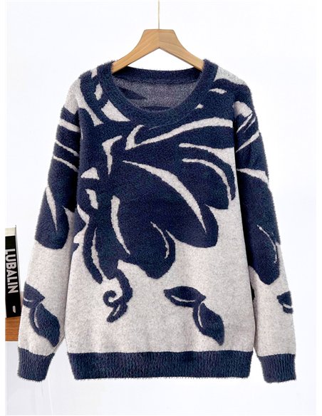 Jersey de pelo suave flores grandes