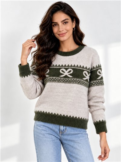 Jersey de pelo suave cenefa de lazos