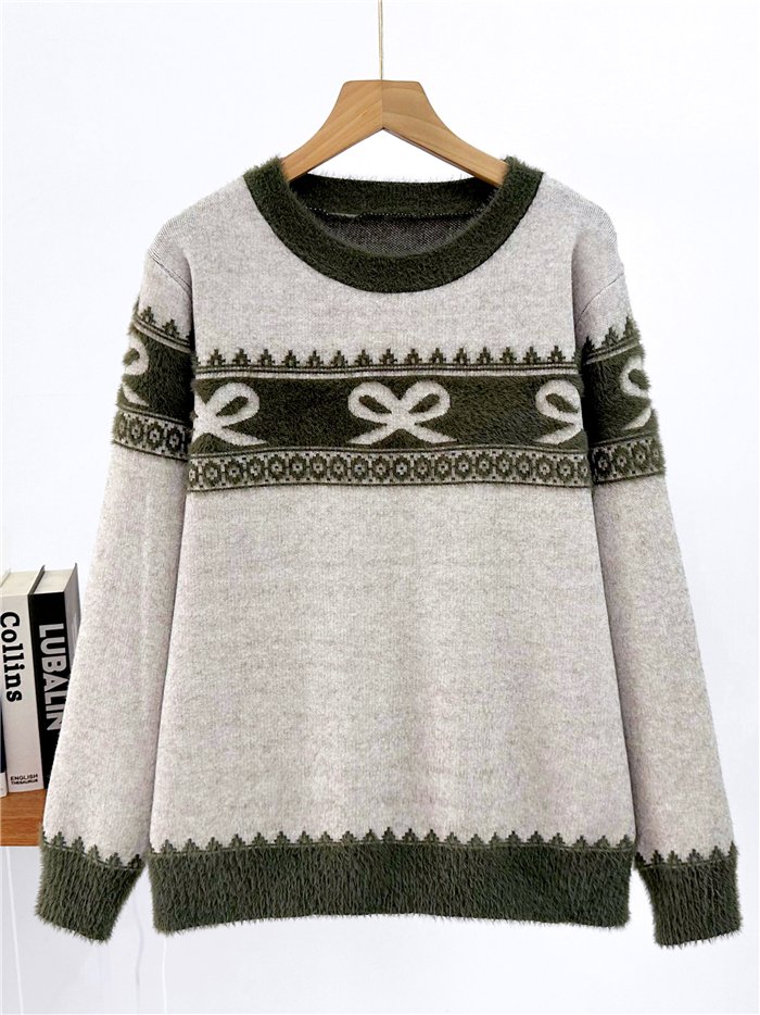 Jersey de pelo suave cenefa de lazos
