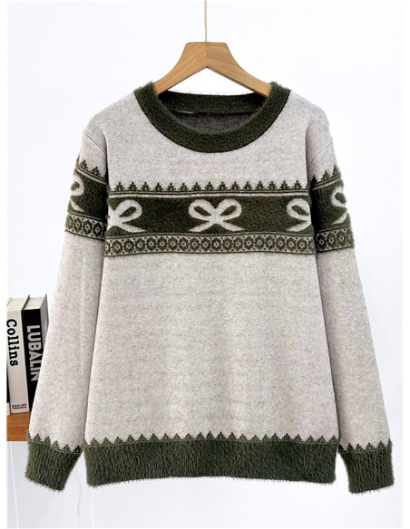 Jersey de pelo suave cenefa de lazos