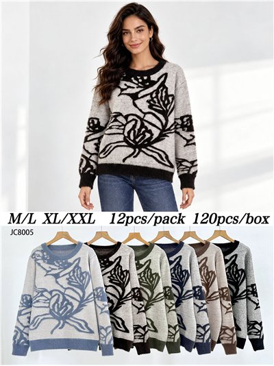 Jersey de pelo suave flores maxi 2
