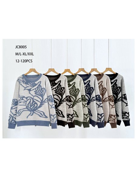 Jersey de pelo suave flores maxi