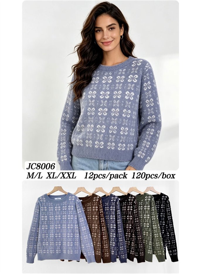 Ditsy floral fuzzy sweater