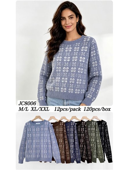Ditsy floral fuzzy sweater