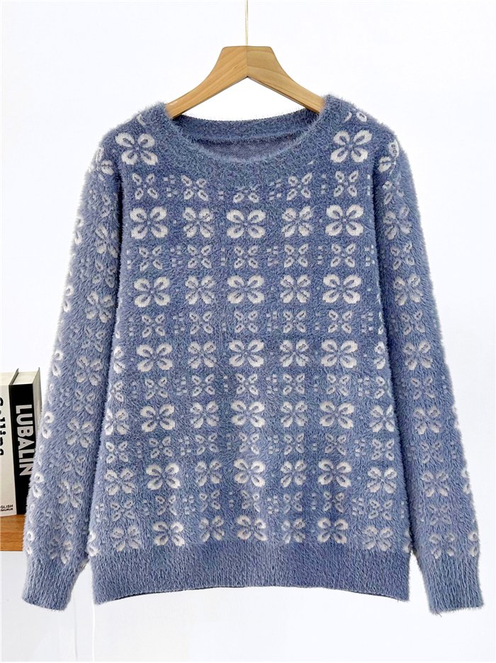 Ditsy floral fuzzy sweater