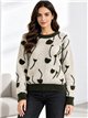 Weichfloriger Pullover mit linearem Blumenmuster