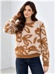 Weicher Fleecepullover mit abstraktem Blumenmuster
