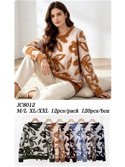 Weicher Fleecepullover mit abstraktem Blumenmuster 2