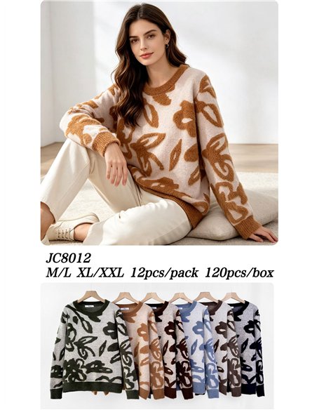 Weicher Fleecepullover mit abstraktem Blumenmuster