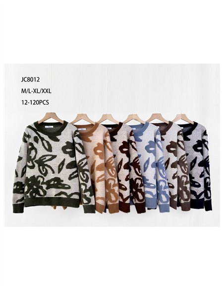 Weicher Fleecepullover mit abstraktem Blumenmuster