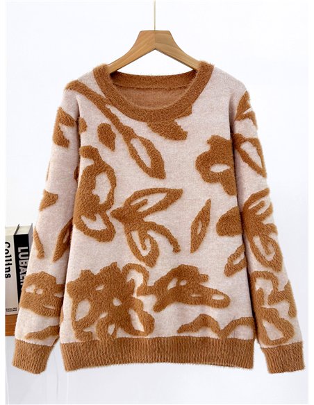 Weicher Fleecepullover mit abstraktem Blumenmuster