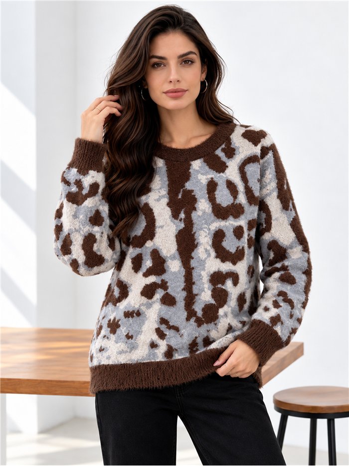 Abstract animal fuzzy sweater