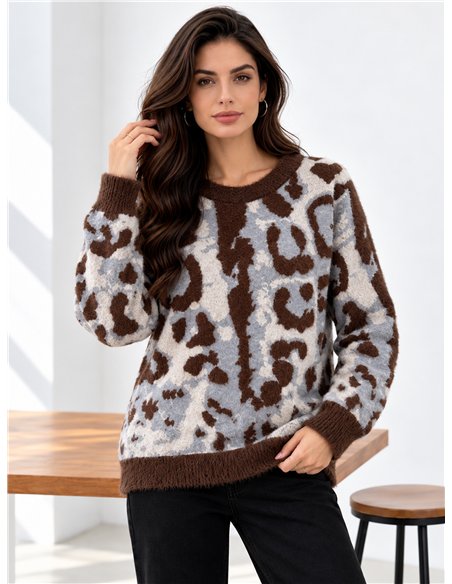 Abstract animal fuzzy sweater