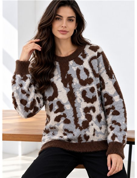 Abstract animal fuzzy sweater