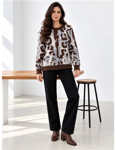 Abstract animal fuzzy sweater