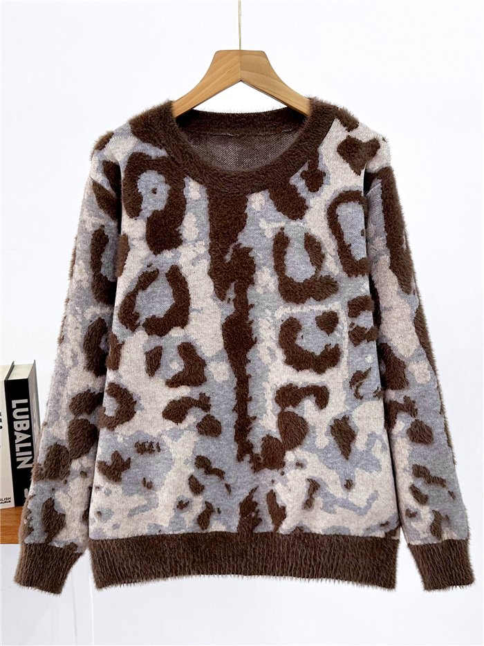 Abstract animal fuzzy sweater