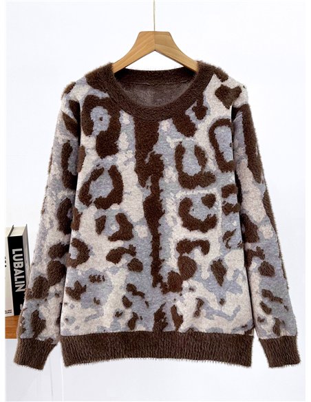 Abstract animal fuzzy sweater