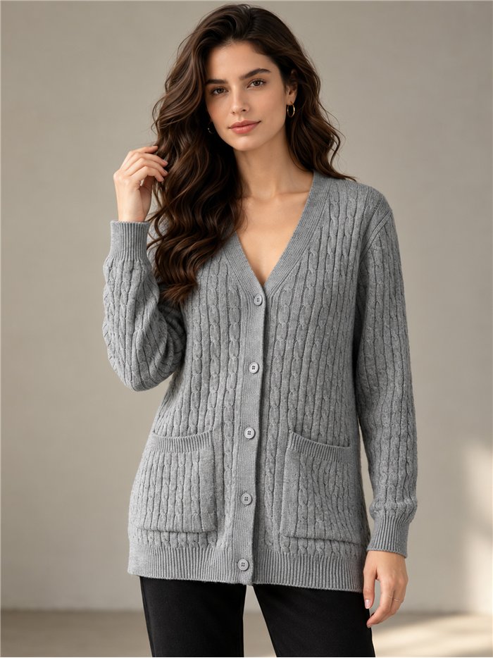 Cable knit button cardigan