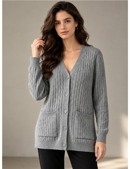 Cable knit button cardigan