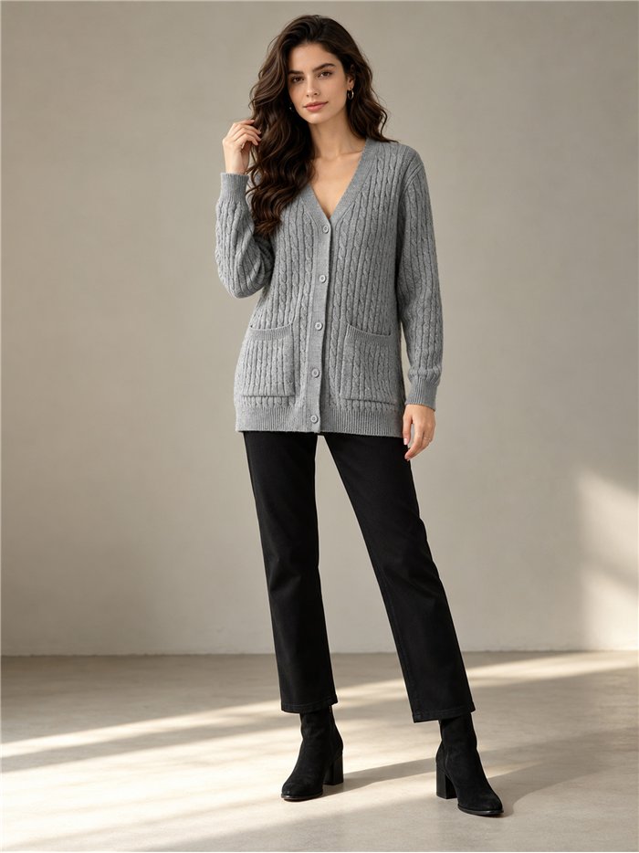 Cable knit button cardigan