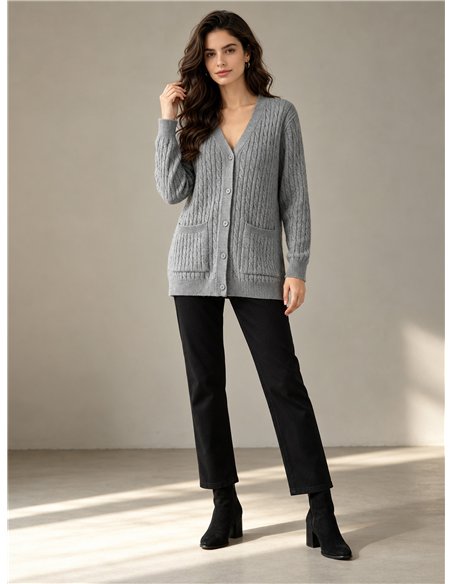 Cable knit button cardigan