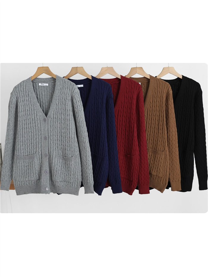 Cable knit button cardigan
