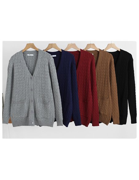 Cable knit button cardigan