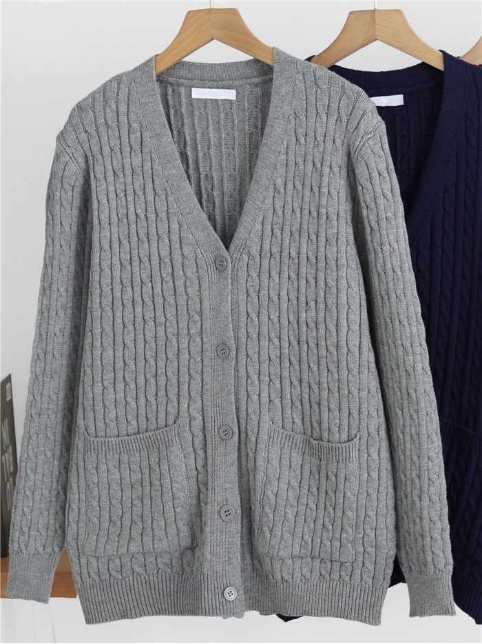 Cable knit button cardigan