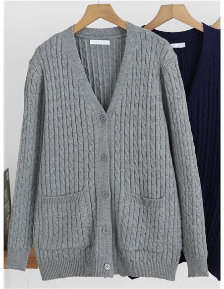 Cable knit button cardigan