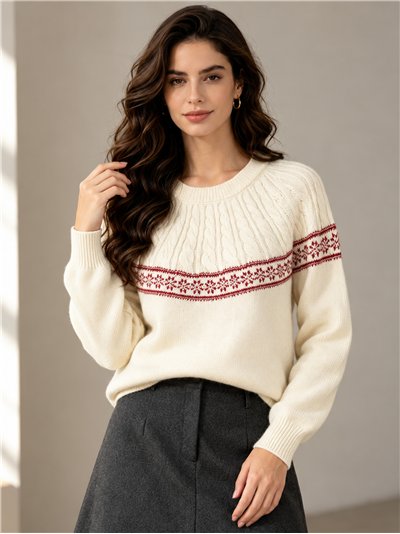 pull en maille à bordure nordique