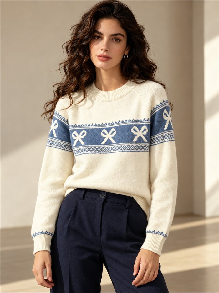 Pull tricoté à bordure nœud