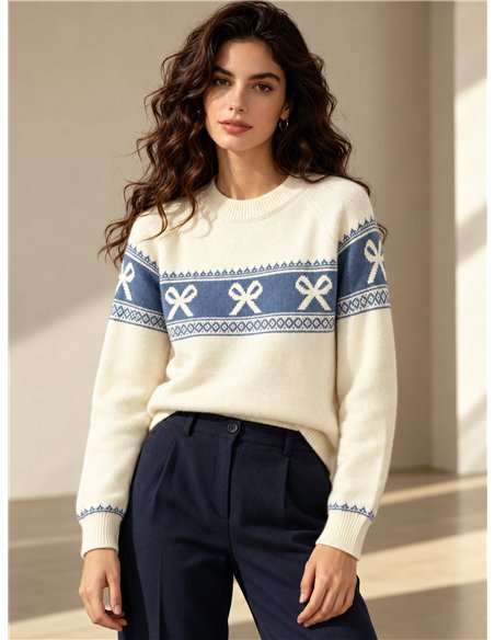 Pull tricoté à bordure nœud