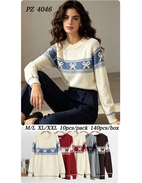 Pull tricoté à bordure nœud
