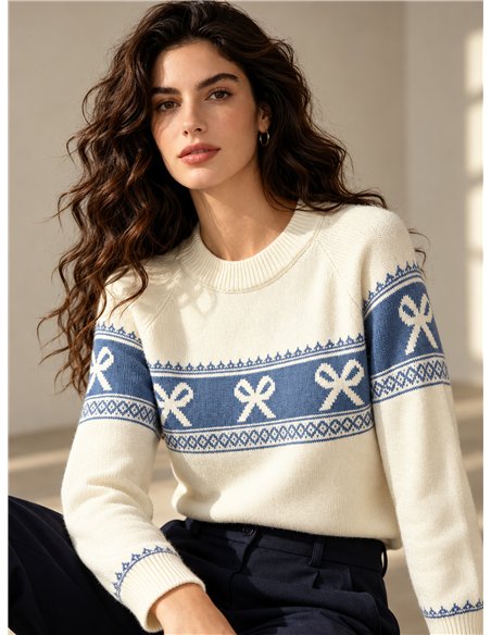 Pull tricoté à bordure nœud
