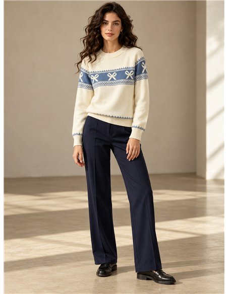 Pull tricoté à bordure nœud