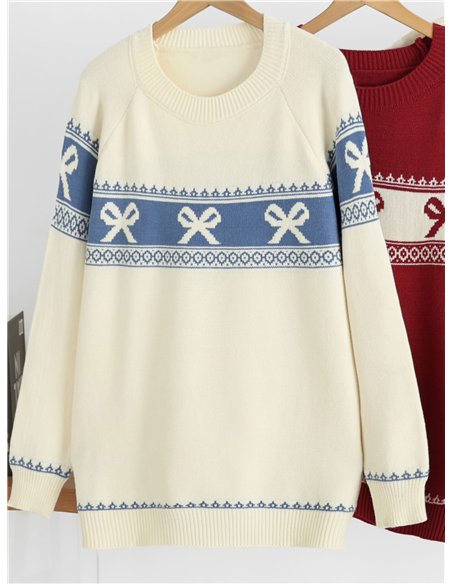 Pull tricoté à bordure nœud